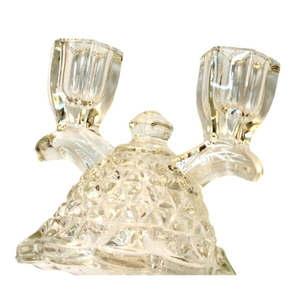 Vintage Double Candlestick Candle Holder Pressed Imperial Glass Katy Lace Edge - Picture 3 of 7